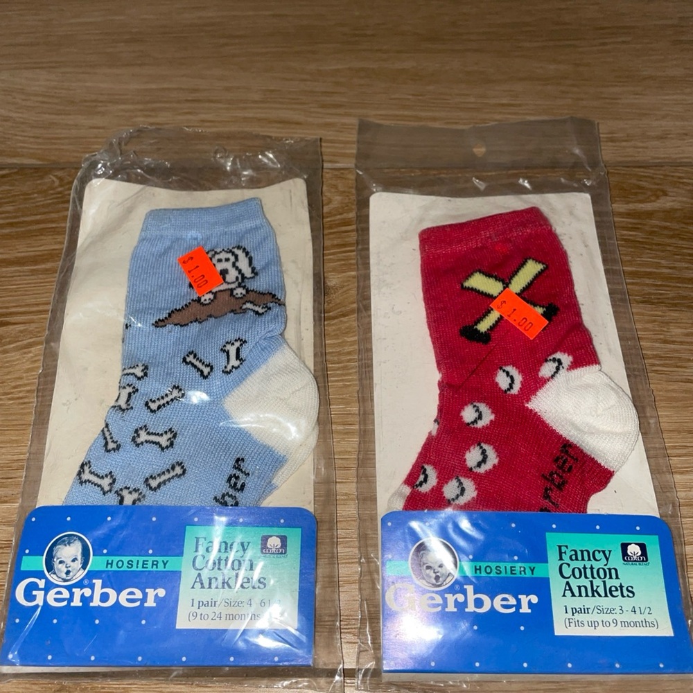 Vintage Gerber Baby Fancy Cotton Anklet Socks NOS NEW